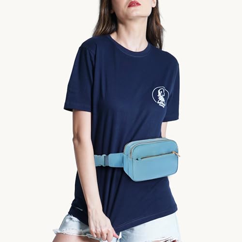 Fashion Fanny Bag-Waist Pack With Adjustable Belt Bag-Unisex Crossbody Pack For Travel Running Hiking-Light Blue - color: 3-Zipper Light Blue