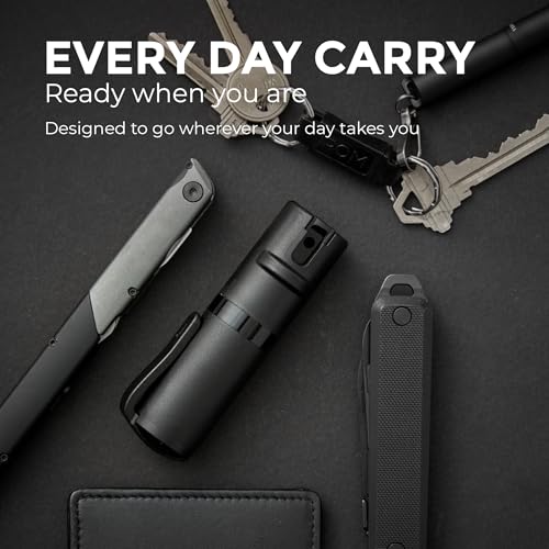 POM Pepper Spray & Personal Alarm Safety Kit – OC Self Defense Keychain Spray & Loud Emergency Alarm for Campus Safety, Women & Students - color: Black X Pink, style: Pocket Clip Model