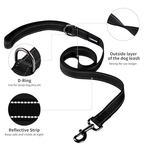 Annchwool No Pull Dog Harness with Padded Handle+5 Ft Leash(Black-Set,S) - color: Black Set, size: S