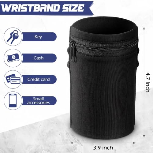 Honoson 5 Pcs Wrist Wallet Women Men Wristband Zipper - color: Black, Gray, Navy