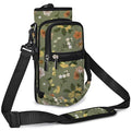 25/32/40/64oz Water Bottle Bag Holder Carrier-Insulated Crossbody Sling Case Sleeve with Strap & Pockets for Men Women Gym Cycling Travel Walking Hiking Camping - color: Green, Flowers, size: 25oz