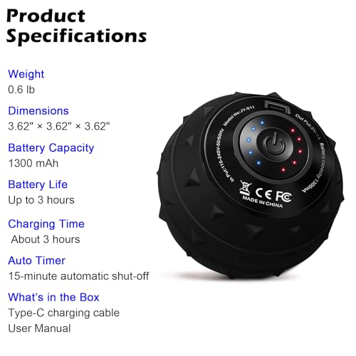 5-Speed Vibrating Massage Ball: Silicone Electric Massager with Auto Shut-Off, Physical Therapy Ball for Fitness, Mobility, and Relaxation, Wellness Gift (Black)