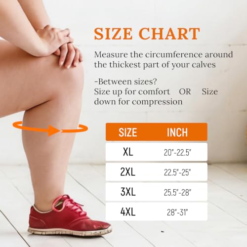 Plus Size Wide Calf Compression Sleeves, Extra Large Calf Support Swelling