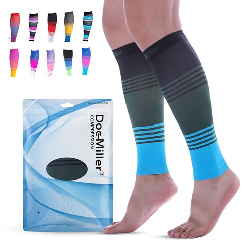 Doc Miller Calf Compression Sleeve 20-30 mmHg for Men & Women, 1 Pair - color: Black.Green.Blue, size: Small