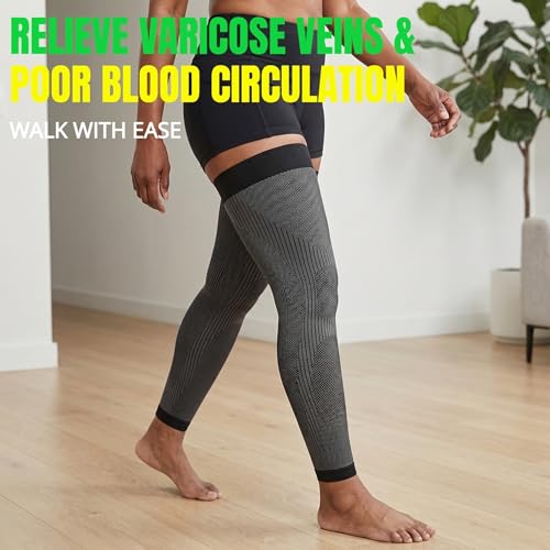 KEKING Full Leg Compression Sleeves, 20-30mmHg Graduated, Unisex, Running - color: Black, size: 3X-Large