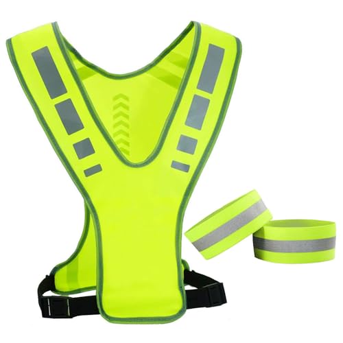 MaximalPower Reflective Safety Vest for Fitness Walking at Night - style: 1x Medium Vest & 2x Arm Bands