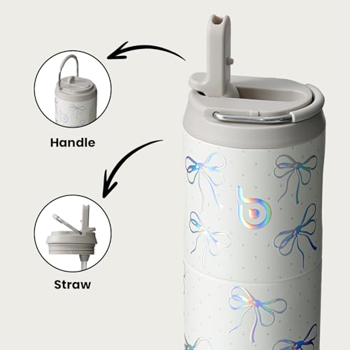 BOTTLE BOTTLE Insulated Water Bottle 24oz with Straw Lid and Handle Sports - color: Bling Bow