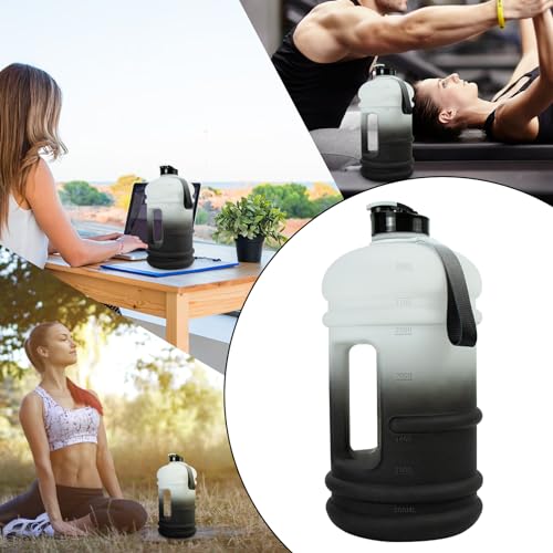 TOOFEEL Gallon Water Bottle - 128 oz with Flip Lid & Handle - BPA Free with Measurements - Black & White Gradient - color: Black and White, style: 128 oz water bottle