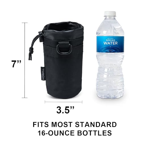Torch MOLLE Water Bottle Holder Tactical Hydration EDC Pouch - style: Black
