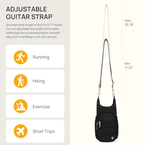 Telena Water Bottle Holder with Strap RFID Crossbody Bags for Women - color: Black