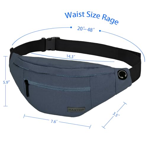 MAXTOP Large Fanny Pack for Men Women Sling Bag with 4-Zipper Pockets - color: Dim Grey, size: Large