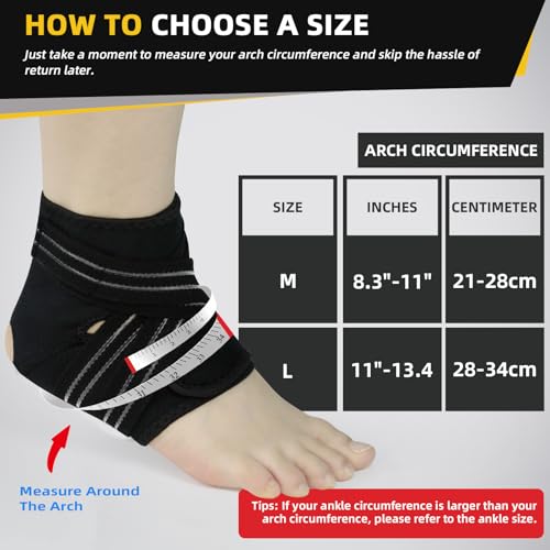 Ankle Brace, Compression Wrap for Sprains, Plantar Fasciitis & Achilles - color: A-Black, size: Large