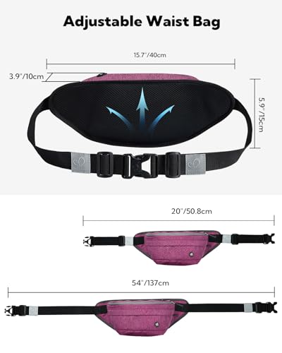 WATERFLY Fanny Pack Waist Bag: Large Crossbody Fannie Bum Belt Bag Hip Phanny Pack for Men Women Outdoor Sport Hiking Traveling Walking - color: Purple