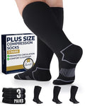 Pembrook Plus Size Compression Socks for Women Wide Calf - 3 Pairs, 20-30mmHg Extra Wide Calf Compression Socks, Up to 4XL - color: Black - 3 Pairs, size: XX-Large