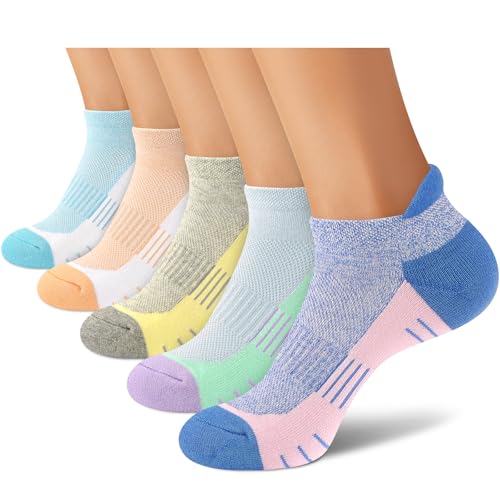 cuangya Ankle Socks Women Athletic Running Cushion Low Hiking Sock 5-6 Pair - color: 5 Pairs Ice Cream, size: 5-8