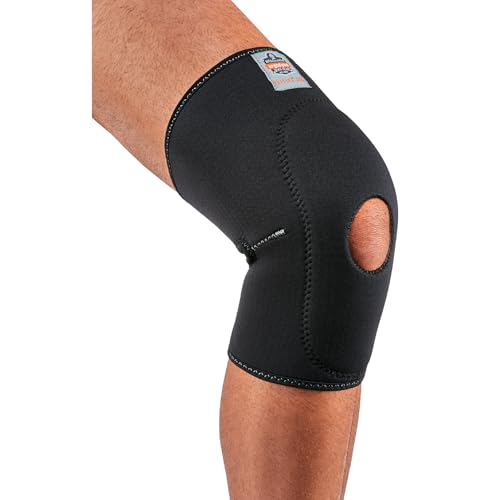 Ergodyne ProFlex 615 Neoprene Padded Knee Sleeve Support with Open Patella, Mild Compression Fit - size: Large, style: Knee Sleeve - Open Patella Anterior Pad