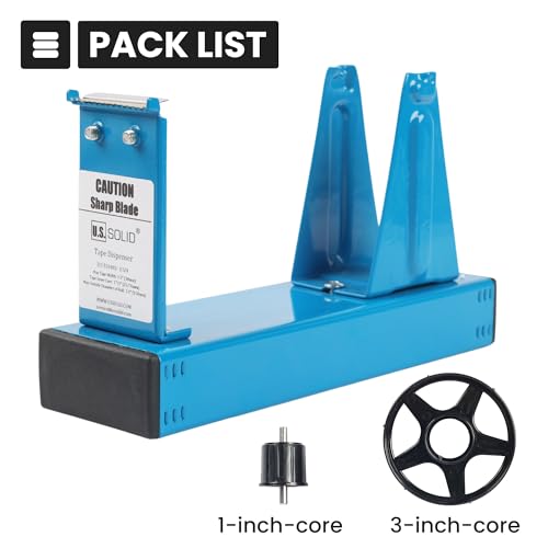 U.S. Solid Desktop Multi-Roll Tape Dispenser - 1.5 Inch Wide, 1 or 3 Inch Core, Iron, Blue