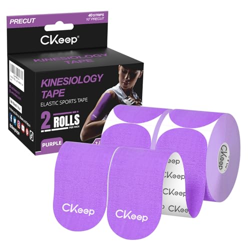 CKeep Kinesiology Tape precut Strips, 40 Count Elastic k Tape, Purple - color: Purple, size: 2 Rolls