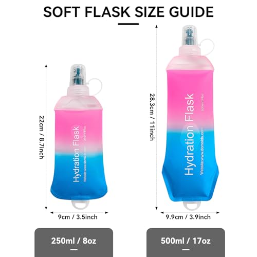 250ml Soft Flask Soft Water Bottle for Running, Hiking, Cycling and Climbing - Gradient Pink - color: 250ml, Gradient Pink