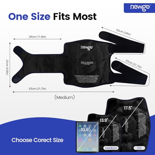 NEWGO Ice Pack for Knee Injuries Reusable, 360° Full Wrap, 2 Pack, Black - color: Regular Black 2-pack