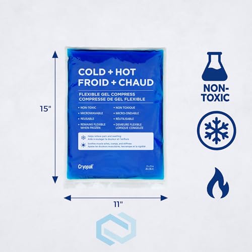Cryopak Hot or Cold Packs - Flexible Gel Ice Packs for Injuries Reusable Microwavable and Non-Toxic (11 x 15) - size: X-Large