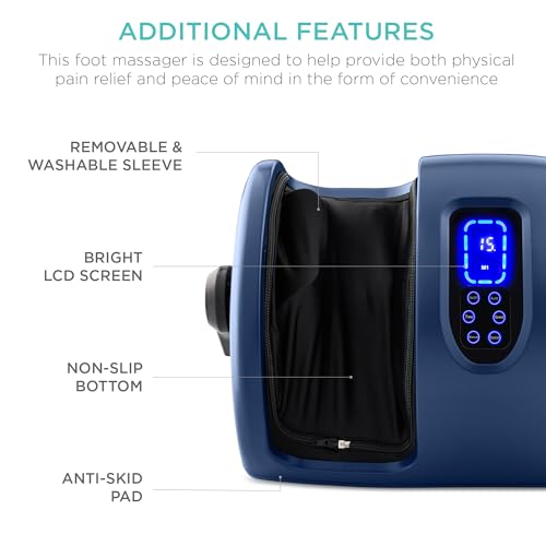 Best Choice Products Shiatsu Foot Massager with Heat for Plantar Fasciitis & Neuropathy, Kneading Foot & Calf Massager with Remote, 360° Adjustable Handle, Rolling & Compression Massage - Navy - color: Navy