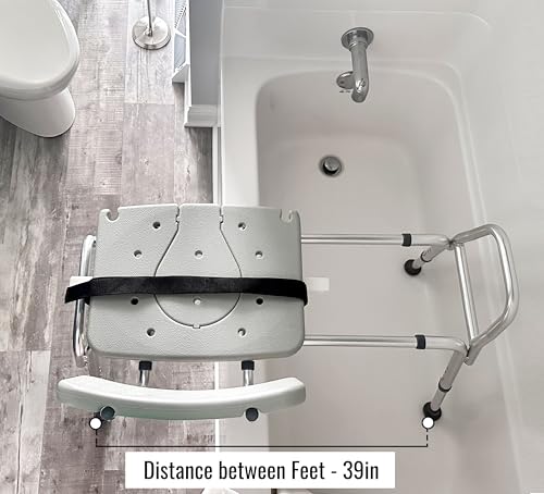 DMI Tub Transfer Bench and Shower Chair with Non Slip Aluminum Body, FSA Eligible, Adjustable Seat Height and Cut Out Access, Holds Weight up to 400 Lbs, Bath and Shower Safety, Transfer Bench - style: Standard Sliding