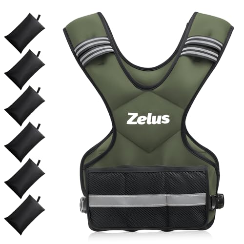 ZELUS Weighted Vest for Men Women,Adjustable 4-32lb Vest, Removable Weights - color: Green, size: 20-32 lb.