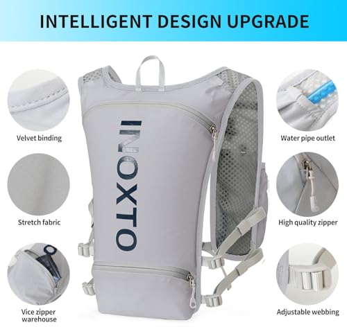INOXTO Running Hydration Vest Backpack,Lightweight Insulated Pack with 1.5L Water Bladder Bag Daypack for Hiking Trail Running Cycling Race Marathon for Women Men - color: gray dark blue