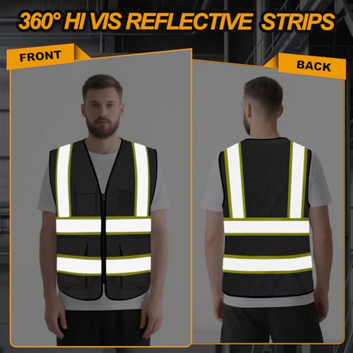Safety Vest for Men 5 Pockets Mesh High Visibilitv Vest, Grey XL - color: Grey, size: X-Large