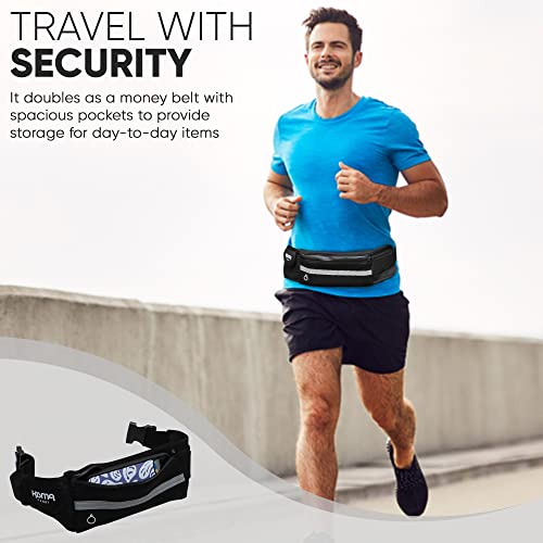 Kisma Cycling Fanny Pack and Waist Pouch for Biking, Cyclists, Running, and Fitness, Adjustable Strap, Zippered Storage Pockets, and Hands-Free Carrying, Men and Women (Grey)