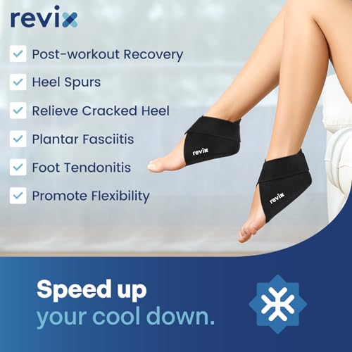 REVIX Heel Ice Pack Wrap for Plantar Fasciitis & Heel Spurs, Hot & Cold Gel