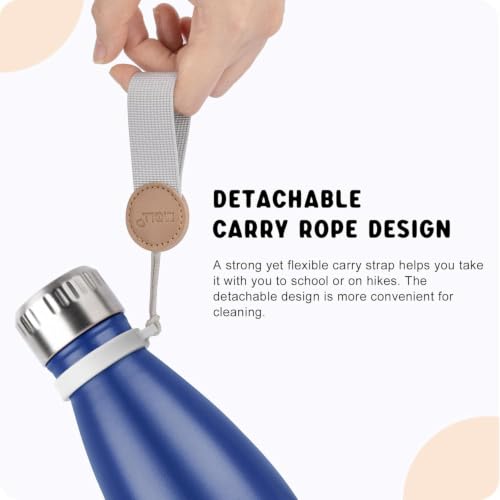 Small Water Bottle,9 oz Stainless Steel Flask for Kids,Insulated Leakproof - color: Navy, size: 9 Ounces