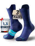 Juclise Men's Compression Running Crew Socks, 3 Pairs - color: Cobalt Blue, size: Small