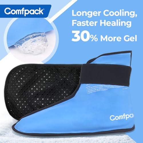 Comfpack XL Ankle Foot Ice Pack Wrap for Plantar Fasciitis & Bunion, Ice Boot for Foot After Surgery, Hot Cold Therapy for Sprained Ankles, Achilles Tendonitis, Foot Pain, Swelling, Heel Pain - size: XL Blue