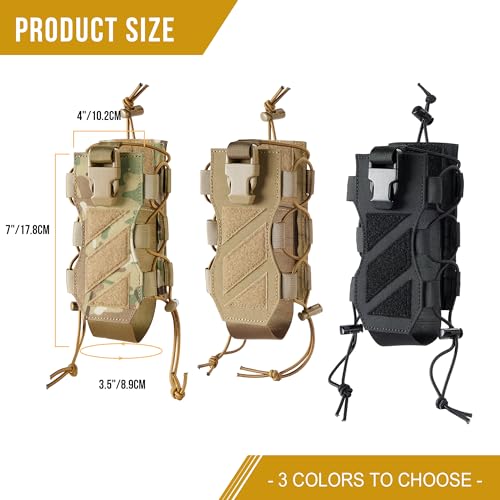 OneTigris MOLLE Water Bottle Pouch Holder, Adjustable 18-32 oz Holster - color: Brown