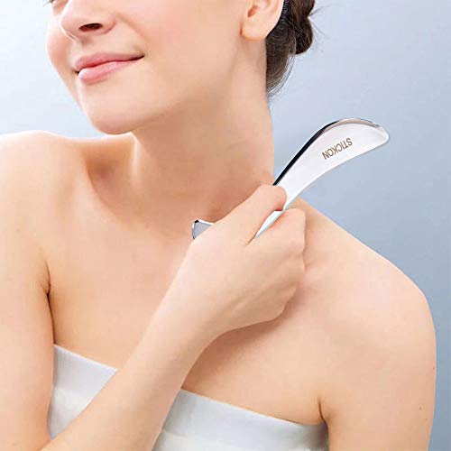 STICKON Stainless Steel Gua Sha Scraping Massage Tool IASTM Tools Great Soft Tissue Mobilization Tool (D Shape) - style: D Shape