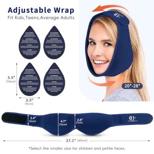 Wisdom Teeth Ice Pack Head Wrap for Pain Relief - Cold Hot Therapy for Face - color: Navy Blue