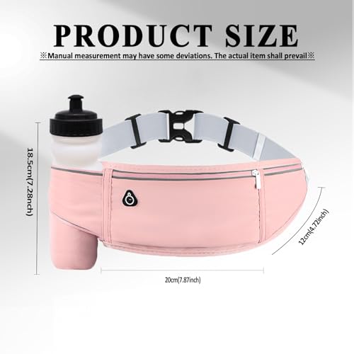 Fanny Pack with Water Bottle Holder, 3 Pocket Hydration Running Belt for Phone Pouch Hiking Walking Runners GYM Sports Travel Hip Bum Bags, Crossbody Slim Waist Bag for Women Girls Kids Pink - color: 02-Pink