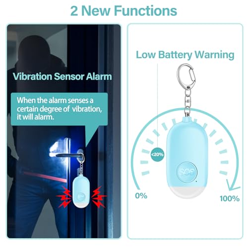 Hion Personal Safety Alarm for Women, 3 Pack Rechargeable 130dB Self Defense Alarm Keychain with LED Flashlight, Emergency Safe Sound Security for Children Elderly, White+Pink+Blue - color: White+pink+blue