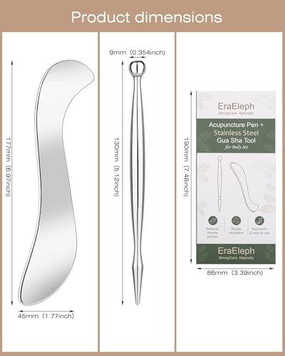 Stainless Steel Acupressure Pen and Scraper Set, 2-Piece Body Gua Sha Tools