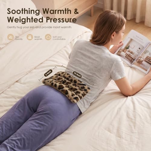Microwave Heating Pad 6 x 12 Small Heating Pad Microwave, Microwave Bean Bag Heating Pad for Neck and Shoulders, Moist Heat Pack Pillow Warm Compress for Knee, Muscles, Joints, Wrist (Leopard Print) - color: 6 X 12" Leopard Print - 1 Pack