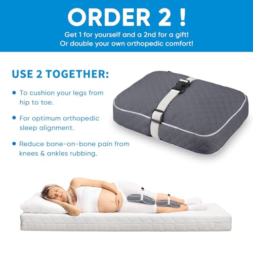 Knee Pillow with Soft Strap for Side Sleepers, Grid - Black - color: Grid - Black