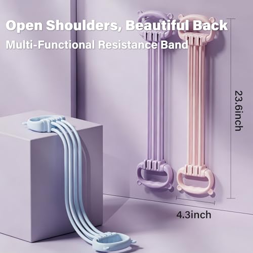Figure 8 Resistance Band with Handles,6 Adjustable Tension Levels - color: Pink