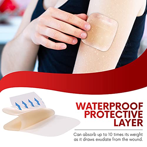 Healqu Hydrocolloid Wound Dressing - 2x2" Thin - Box of 20 Large Bandages - Sterilized Bordered Hydrocolloid Patches for Bed Sores, Abrasions, and More - Waterproof and Absorbent with Protective - size: 2x2" Thin - Box of 20