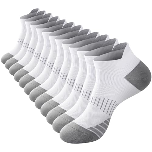 Ankle Compression Socks for Men & Women, 6 Pairs, Low Cut - color: White2, size: Large