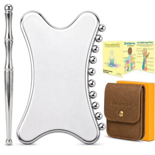 Stainless Steel Gua Sha & Muscle Scraper Tool Set – 2-in-1 Manual Deep Tissue Body Massager with Acupressure Pen – Ergonomic Handheld Tool for Myofascial Release, Trigger Points & Mobility - style: JK2D