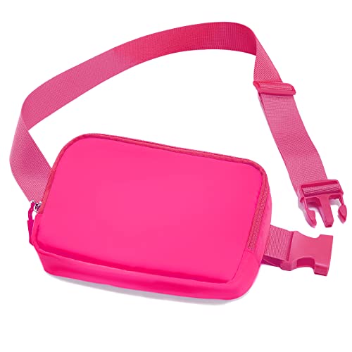 Amazerbst Belt Bag, Fanny Pack, Everywhere Belt Bag,40 Inch Adjustable Strap,for Women and Men,Waterproof - color: Rose Red