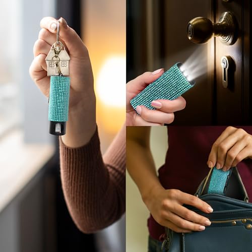 Guard Dog Security Bling It On Stun Gun and Pepper Spray for Self Defense, Fashionable Self-Defense Keychain Set for Women, Glow-in-the-Dark Actuator, 16-Ft Range, USB Rechargeable - color: Teal
