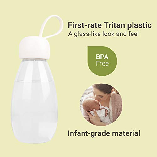 emoi BPA Free Water Bottle, 12oz/360ml Cute Water Bottle with Carrying Strap, Ideal for Kids Boys Girls Students Women Healthy Hydration-White - color: White Cap, size: 12 Ounces